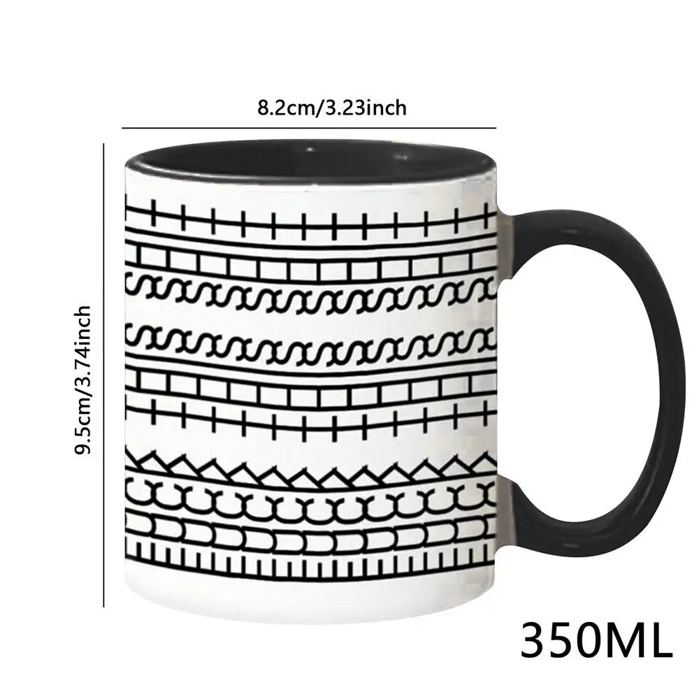 Patterned Ceramic Mug with Colored Handle