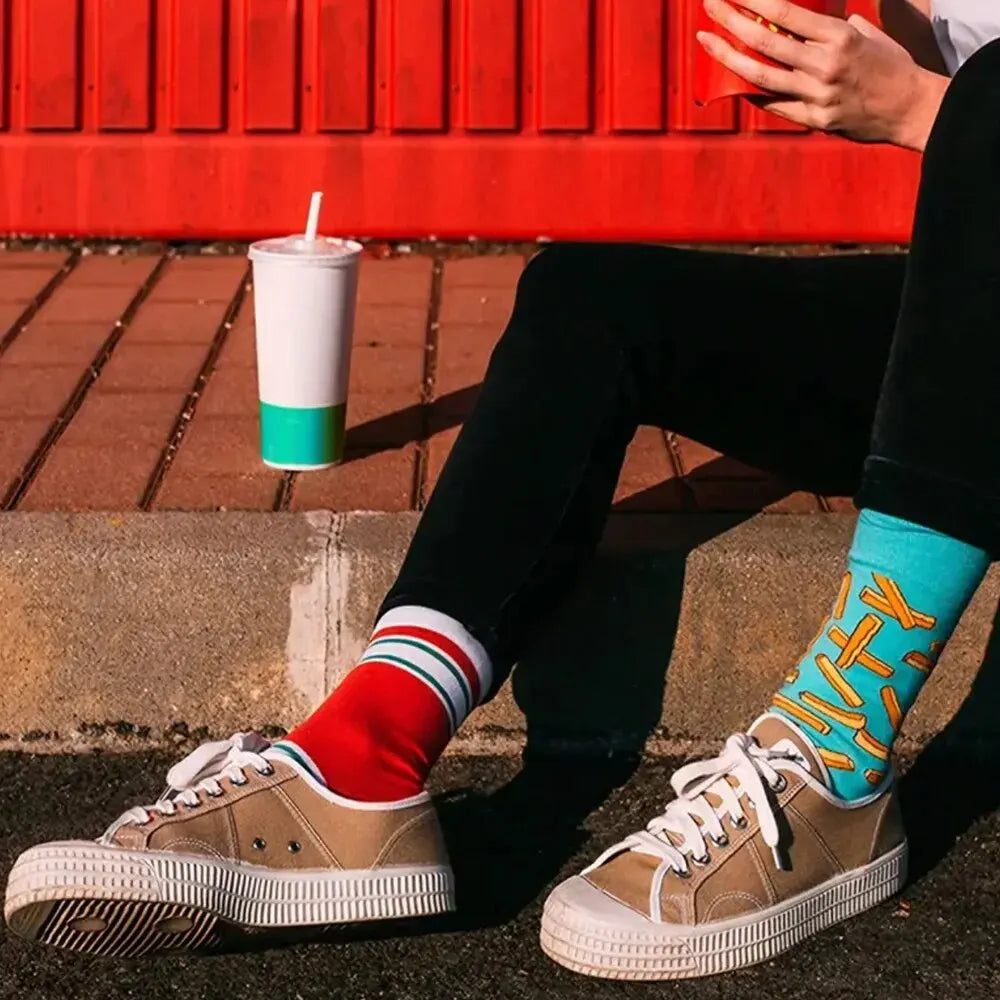 French Fries & Ketchup Mismatched Socks