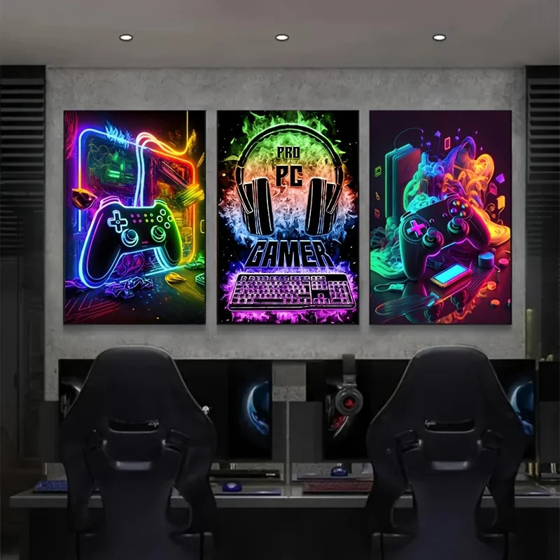 Gamer Neon Wall Art Set