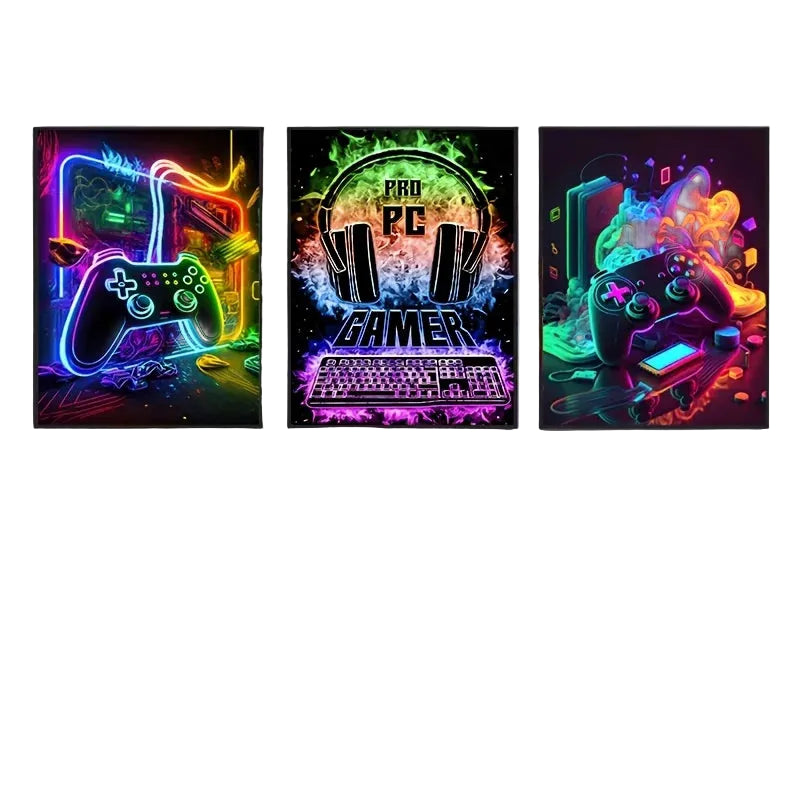 Gamer Neon Wall Art Set