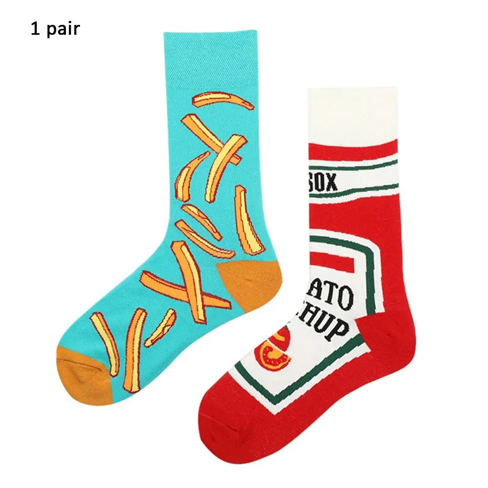 French Fries & Ketchup Mismatched Socks