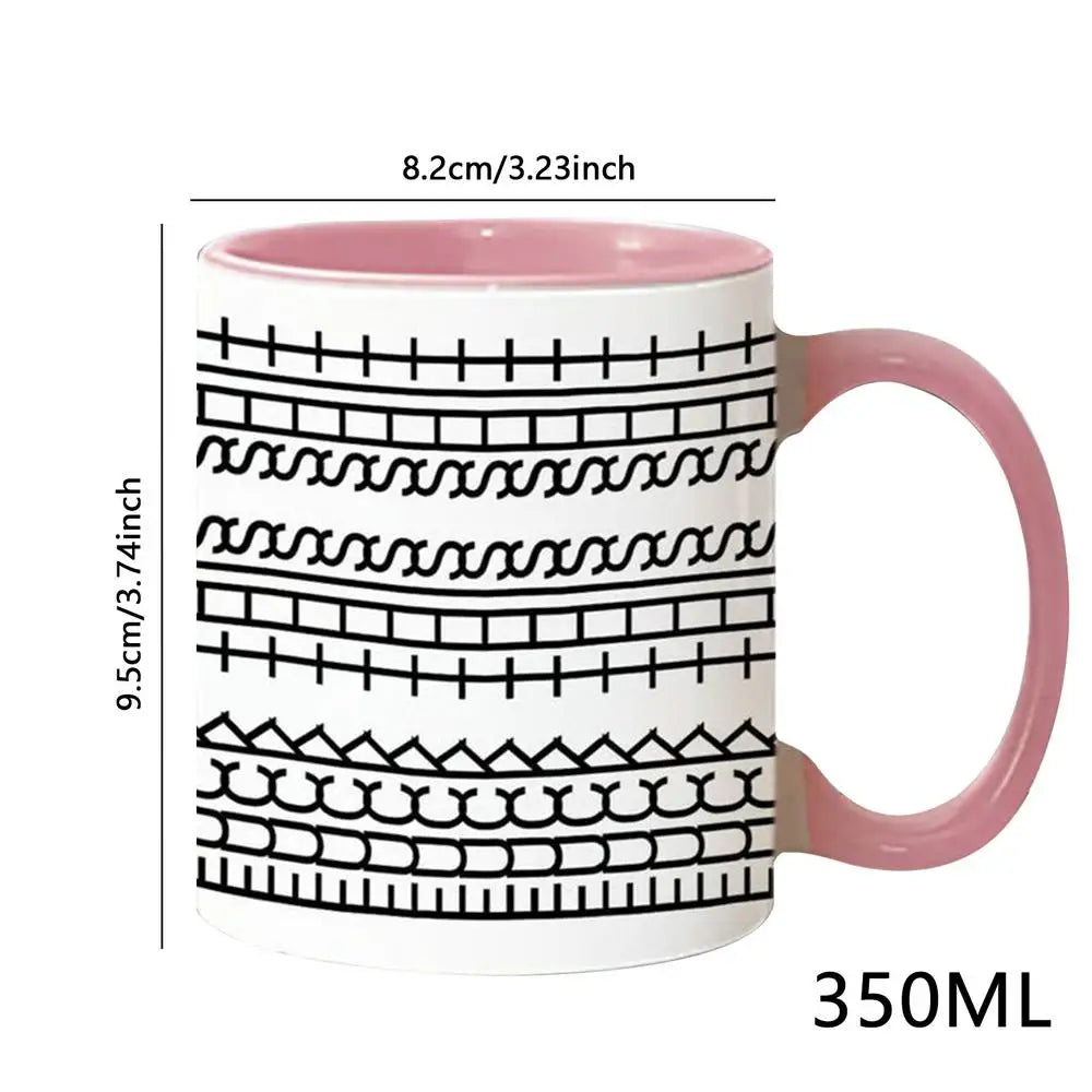 Patterned Ceramic Mug with Colored Handle