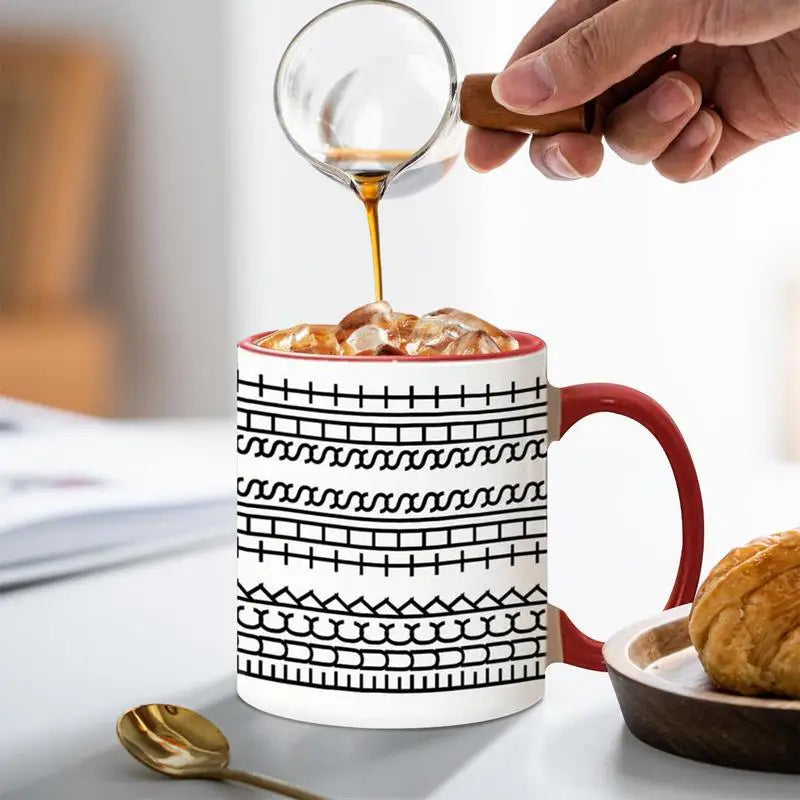 Patterned Ceramic Mug with Colored Handle