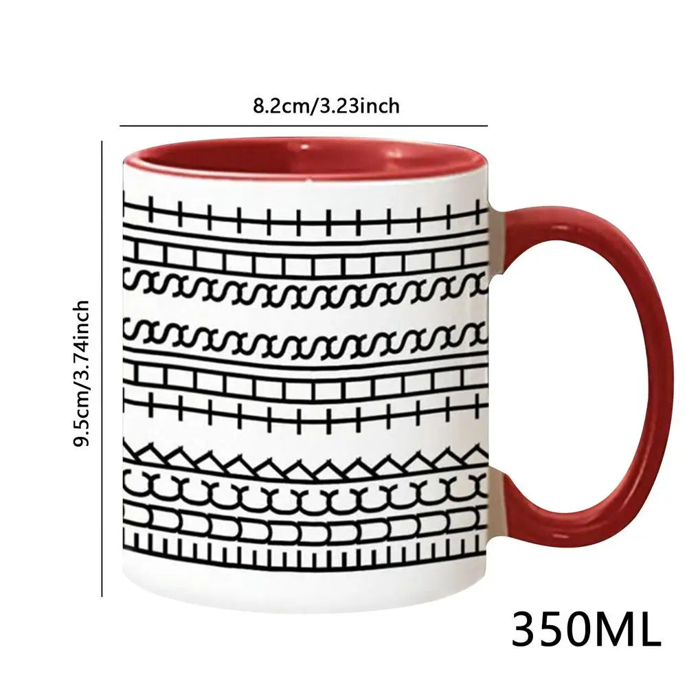 Patterned Ceramic Mug with Colored Handle